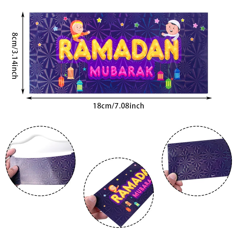 6pcs Eid Mubarak Cash Envelopes Gift Money Cards Decorative Paper Bag 2023 Ramadan Kareem Decoration Islamic Muslim Eid Al-Fitr
