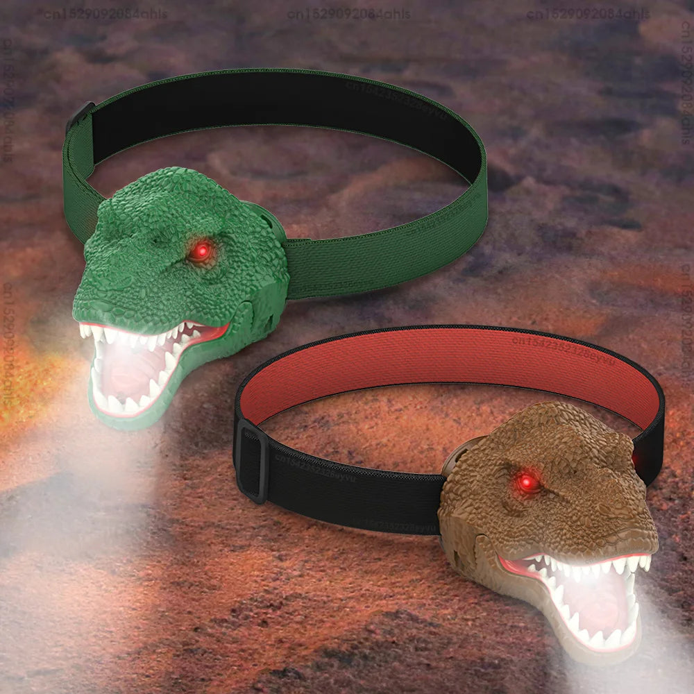 Kids Headlamp Dinosaur Headlamp for Children Kids Dinosaur Toys Child Head Flashlight T-Rex Dinosaur Head Lamp Christmas Gift