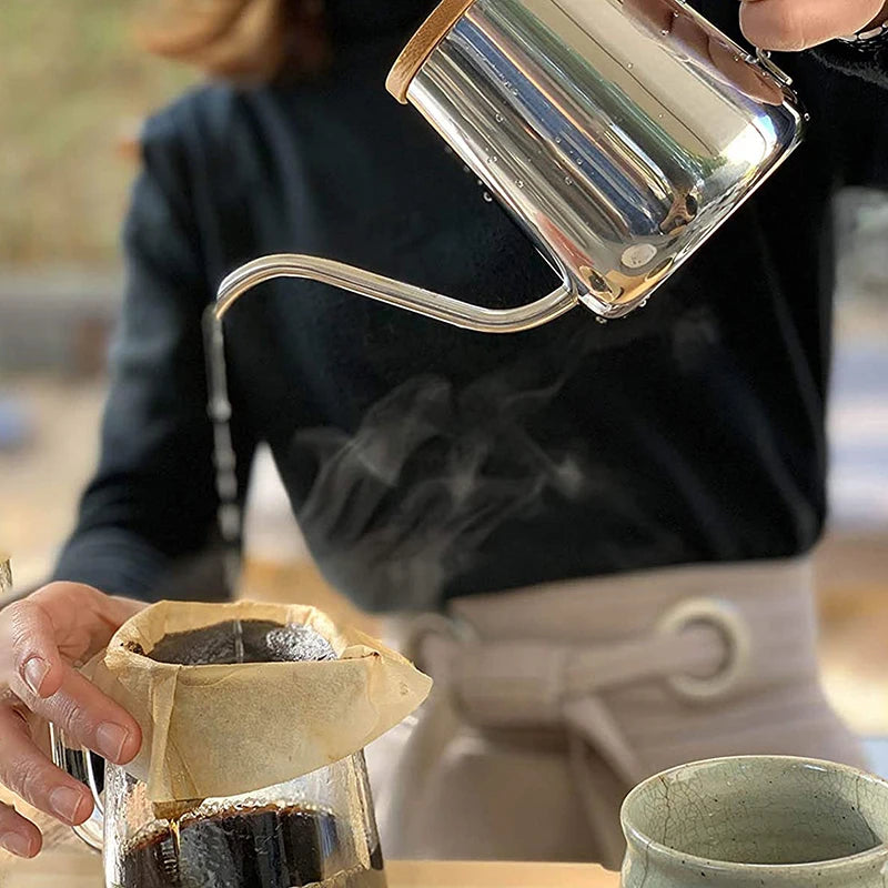 350ml/600ml Drip Kettle Coffee Tea Pot Non-Stick Coating Food Grade Stainless Steel Gooseneck Thin Mouth Coffee Drip Kettle