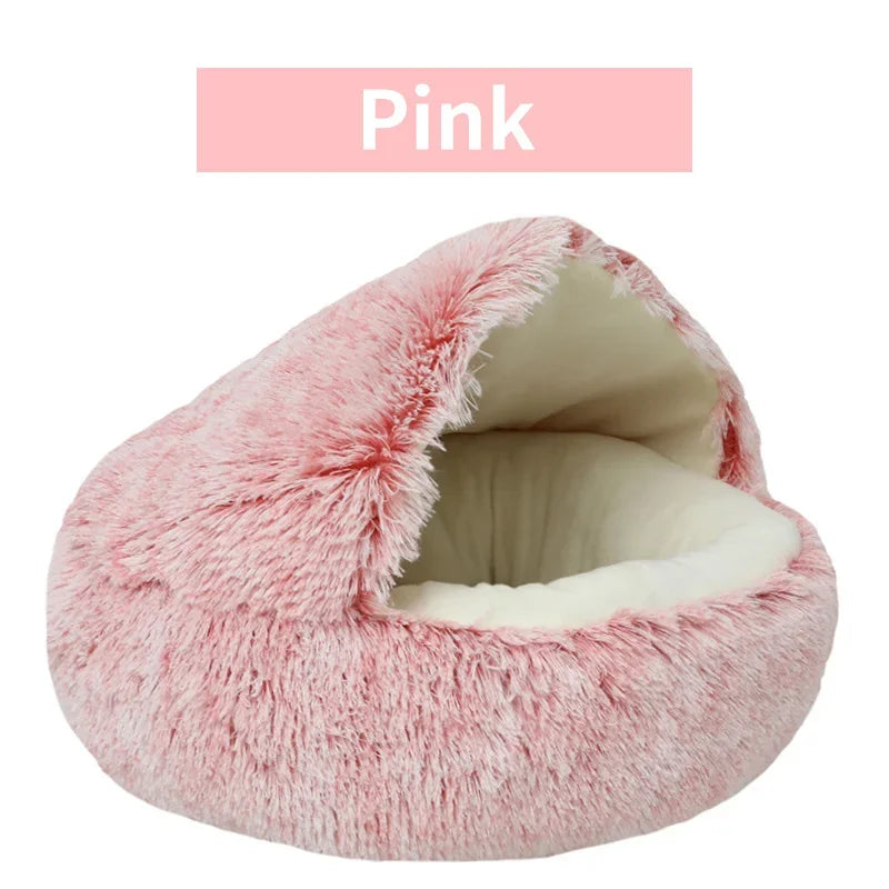 Winter Plush Pet Cat Bed Round Cat Cushion Cat House 2 in 1 Warm Cats Basket Pet Sleep Bag Kitten Nest Kennel for Small Dog Cats