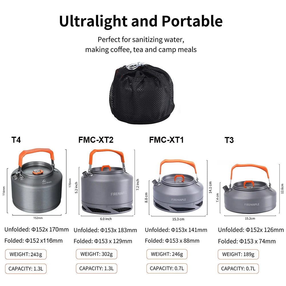 Fire Maple Hiking Teapot Outdoor Camping Cookware Heat Exchanger Pinic Kettle Tea Coffee Pot 0.8l/1.3l With Filter FMC-XT2