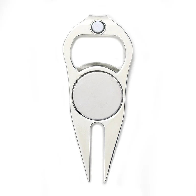 Golf Pitchfork Repair Tool, Pitch Groove Cleaner, Stainless Magnetic Ball Marker, Bottle Opener, Golf Accessories, 1Pc