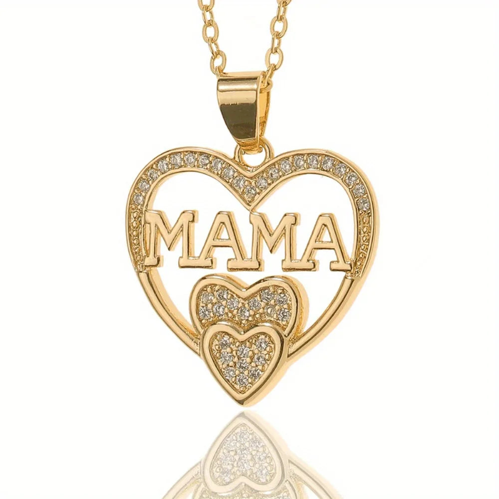 Women Letter Mama Necklace, Trendy Party Jewelry, Christmas Halloween Gift, Valentine's Day Gift for Women Mom Family Friends