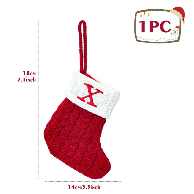 Christmas Alphabet Knitting Socks Christmas Tree Ornaments Christmas Decorations for Home 2023 Navidad Noel 2024 Xmas Gift