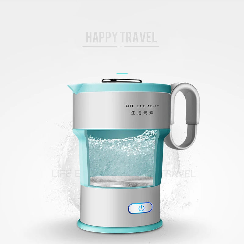220V Portable Electric Kettle Folding Travel Silicone Kettle Camping Water Boiler Tea Kettle Home Automatic Power Off Kettle