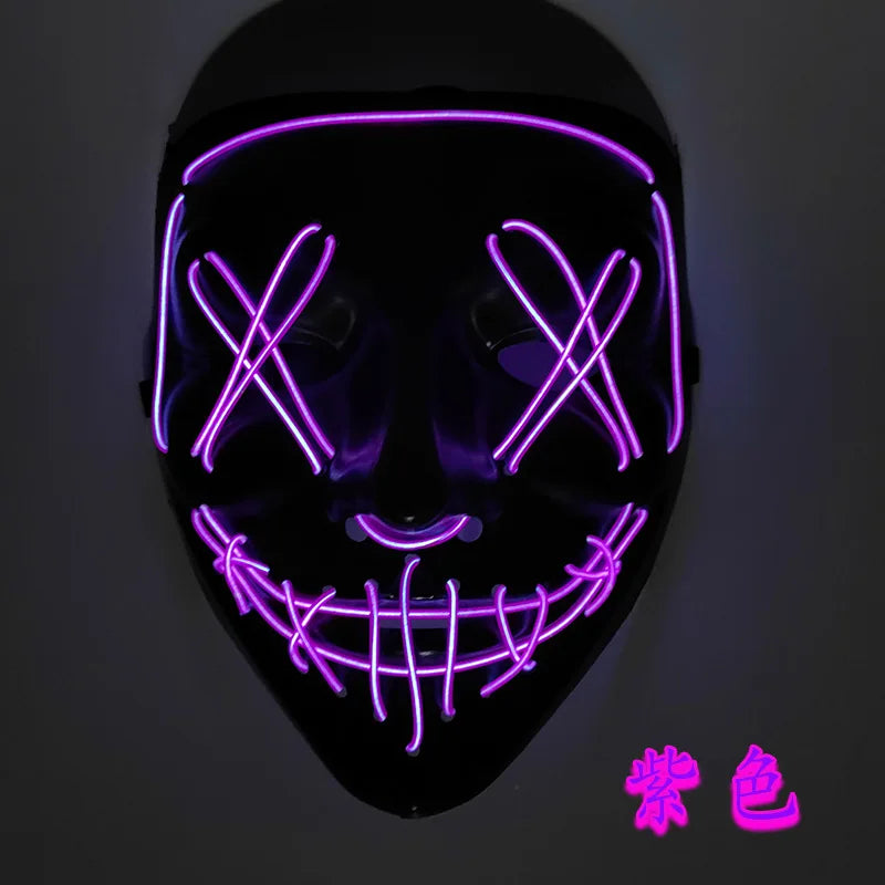 Cosmask Halloween Neon Mask Led Mask Masque Masquerade Party Masks Light Glow in the Dark Funny Masks Cosplay Costume Supplies