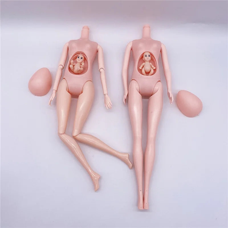 Handmade 11.5Inches Pregnant Doll Mom Have 2Pcs Baby in Her Tummy With 1Pc Clothes Educational Dolls Girl Toy for Barbie Gift