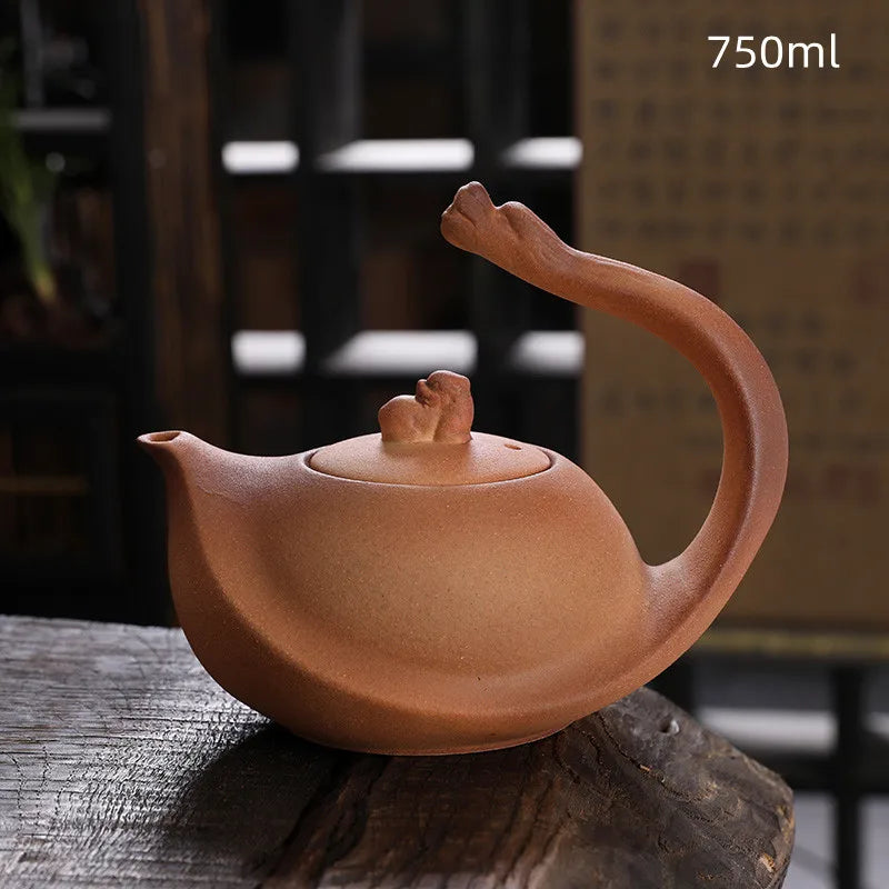 High Temperature Resistant Rough Pottery Boiled Teapot Kettle Tea Ceremony Kung Fu Teapot Retro Handmade Teapot Tea Fire Stoves