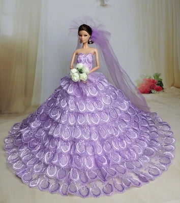 Princess for Barbie Doll Clothes Set Wedding Dress Six Points Dream Wedding Clothes Snow White Free Shipping