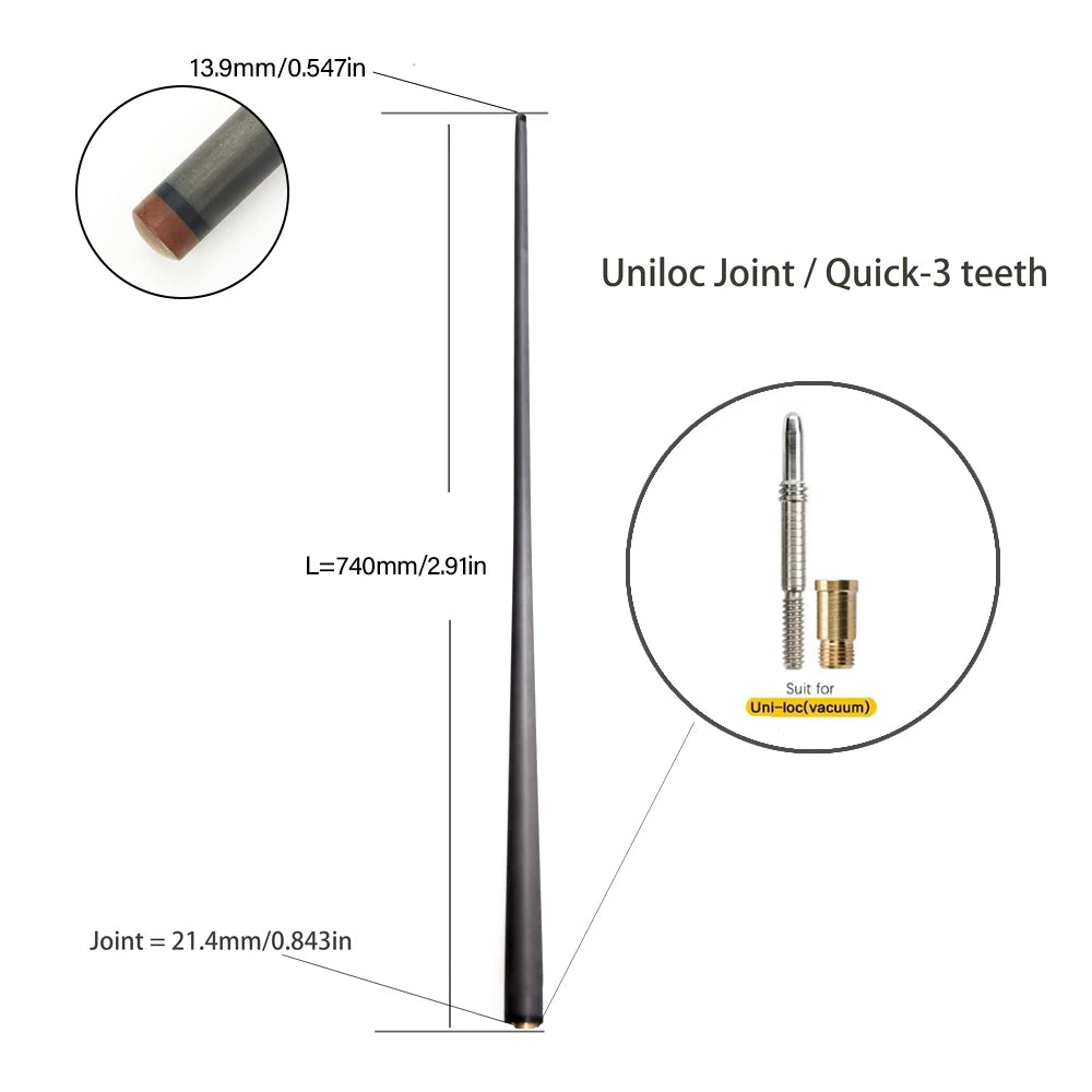 Customized 100% Carbon Fiber Shaft Billiard Pool Cue Stick 10/12/12.4/12.9/13.9mm Shaft Uni-Loc Joint Single Shaft