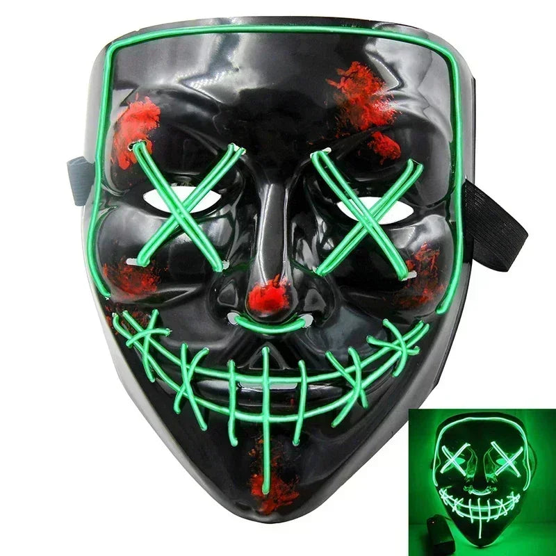 Halloween Scary Glowing Mask, Wireless LED Luminous Purge Mask, Horror Neon Light UpCosplay Party Masks, Fstival Funny Mask