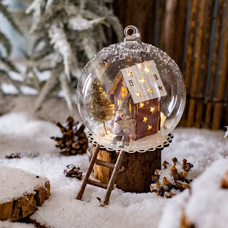 Christmas Microlandscape Glass Ball Lob Ball Christmas Tree Decorations Light Up Ball Christmas Decorative Lights LED Lights