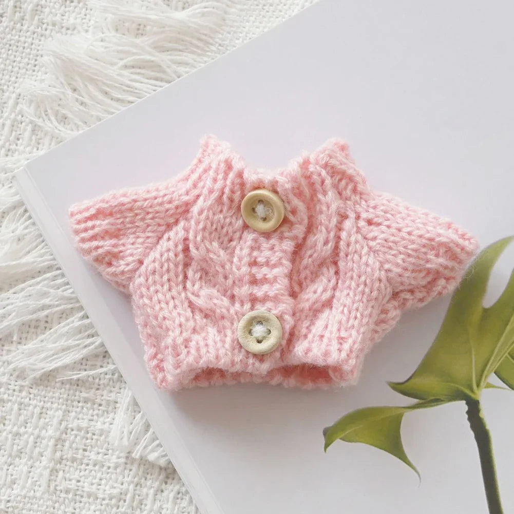 Mini Doll'S Clothes Outfit Accessories for Labubu for Elf Doll Knitted Christmas Love Twisted Solid Santa Sweater Clothing