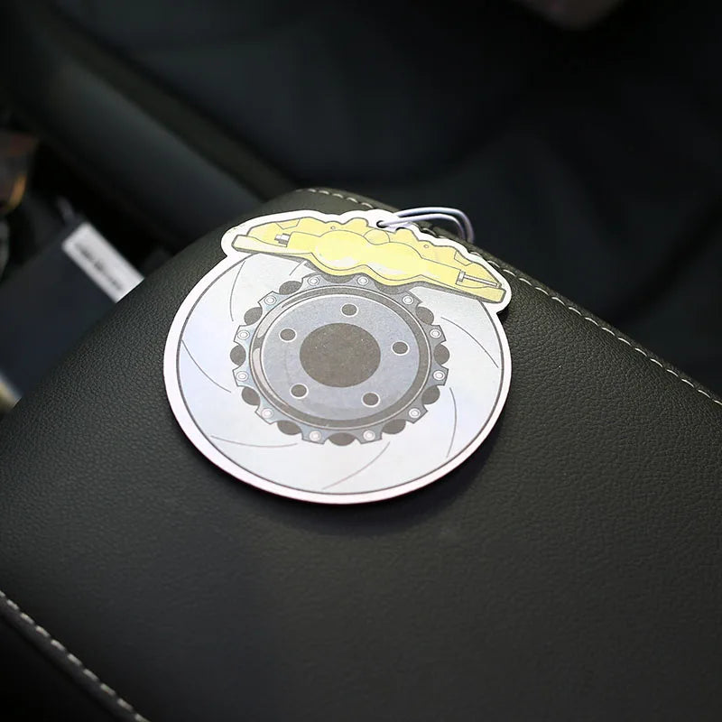 JDM Style Car Rear View Mirrow Pendent Air Freshener Solid Paper Piston Brake Wheel Rim Shock Absorber