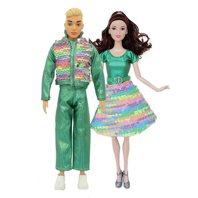 30cm Couple Doll Girlfriend & Boyfriend Ken Doll 1/6 Doll With Wheat Complexion Body Couple Outfit Parents Cosplay Toys Gifts