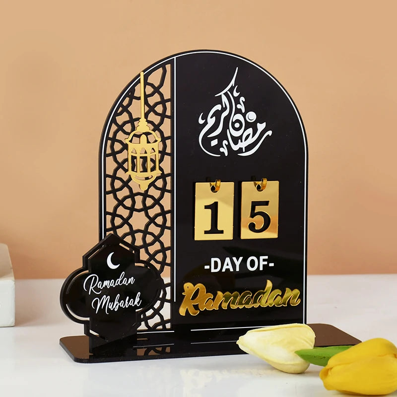 Acrylic Ramadan Countdown Calendar Gifts Day of Ramadan Calendar With Replacing Number 2024 Eid Mubarak Home Decoration Ornament