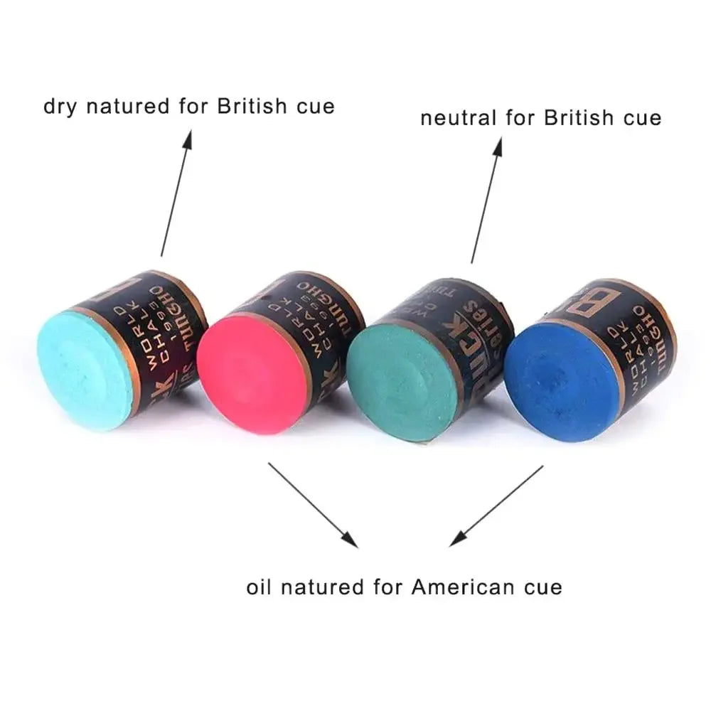 2pcs/Set No-Slip Billiard Chalks Pool Cue Stick Chalk Snooker Easy Powder Billiard Chalk Pool Sport Accessories Blue Green Red