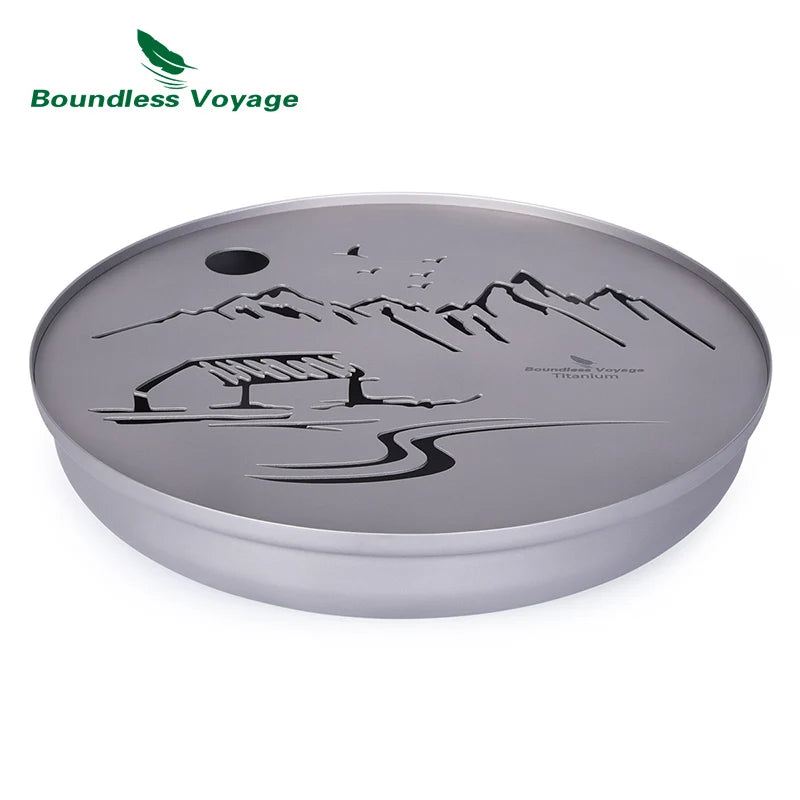 Boundless Voyage Tea Pot Cup Chinese Titanium Kung Fu Tea Set Camping Portable Ultralight Landscape Painting Tea Tray and Kettle