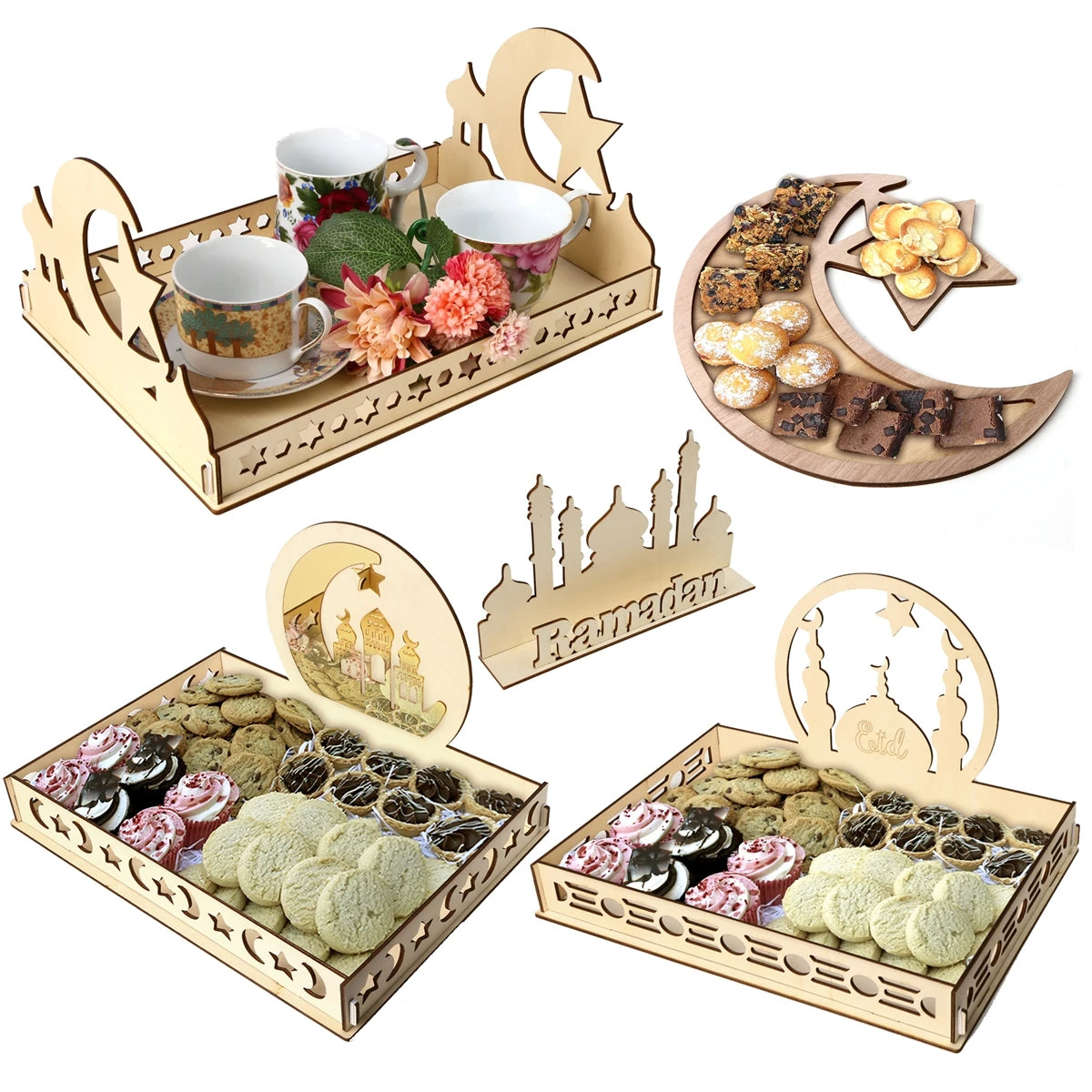 Wooden Pendant EID Mubarak 2024 Ramadan Decoration for Home Kareem Ramadan and Eid Decor Eid AL Adha Islamic Muslim Decor