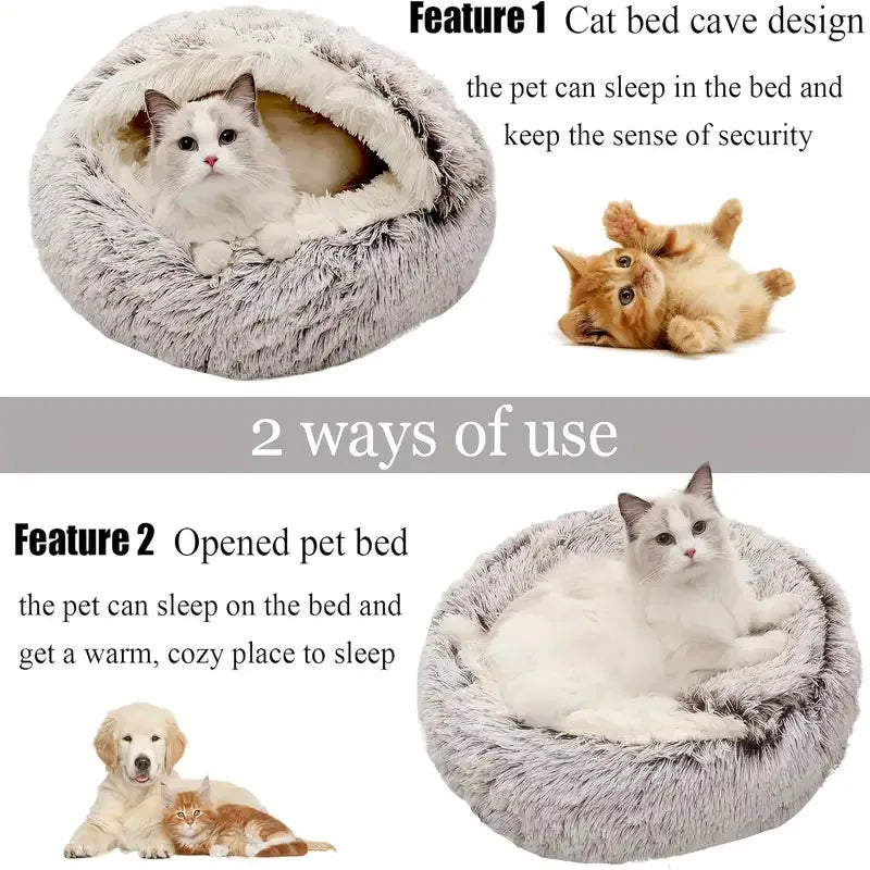 Cat Bed Four Seasons Warm Comfortable Pet Mattress Warm Soft Plush Pet Bed Semi-Enclosed Cat Nest Shell Style Nest Cat Sofa Bed