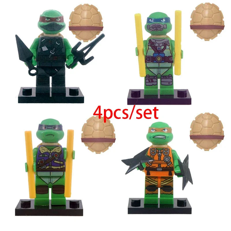 4pcs 6pcs TMNT Mini Action Figures Ninja Turtle Bricks Leo Raph Don Doll Assemble Building Blocks MOC DIY Toys for Children