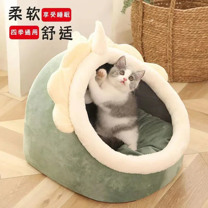 Cat Bed House Kennel Nest Round Pets Sleeping Cave Kitten Beds Pet Basket Cozy Kitten Lounger Cushion Cat House Tent Dog House