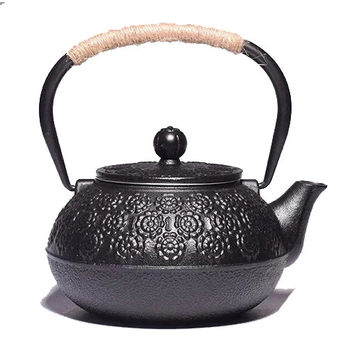 900ML Japanese Style Cast Iron Teapot With Stainless Steel Infuser Strainer Plum Blossom Cast Iron Tea Kettle for Boiling Water