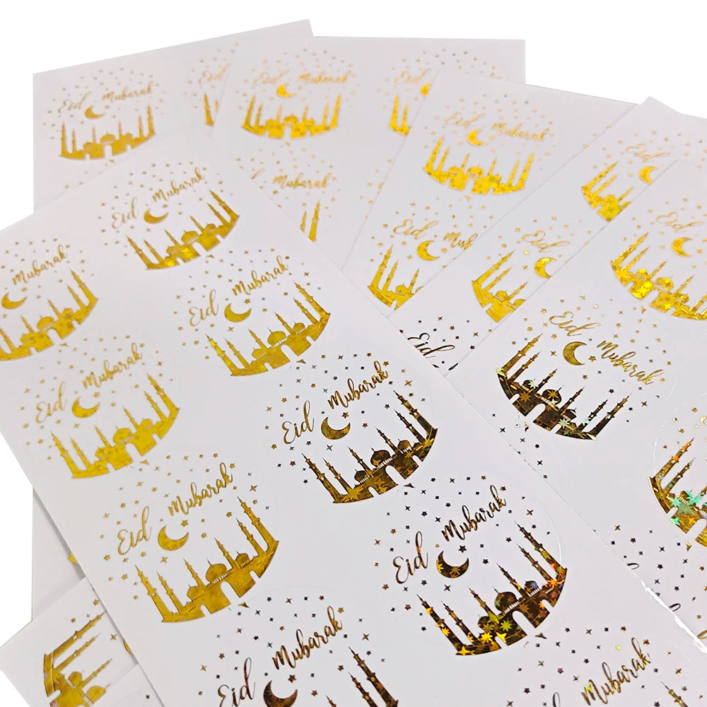 50pcs Ramadan Stickers Eid Mubarak Gift Paper Lable Seal Stickers Ramadan Kareem Decoration 2024 Islamic Muslim Party Supplies