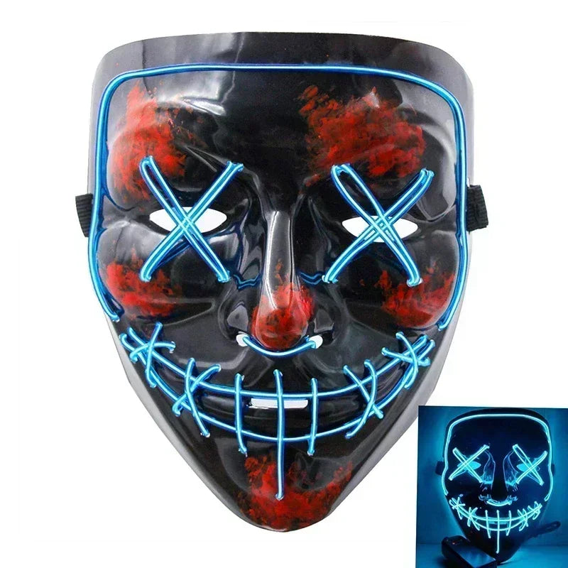 Halloween Scary Glowing Mask, Wireless LED Luminous Purge Mask, Horror Neon Light UpCosplay Party Masks, Fstival Funny Mask