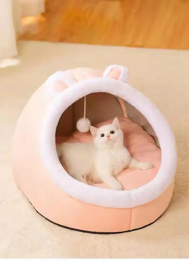 Cat Bed House Kennel Nest Round Pets Sleeping Cave Kitten Beds Pet Basket Cozy Kitten Lounger Cushion Cat House Tent Dog House