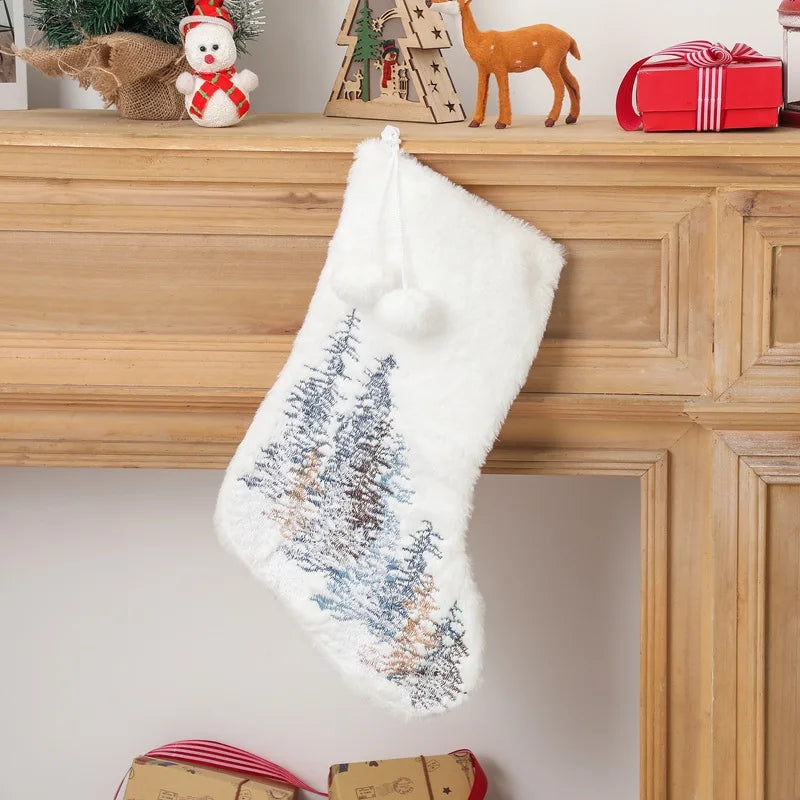 Christmas New Year Atmosphere Decoration Supplies Gift Storage Bag Snowflake Lovely Plush Children's Christmas Tree Socks
