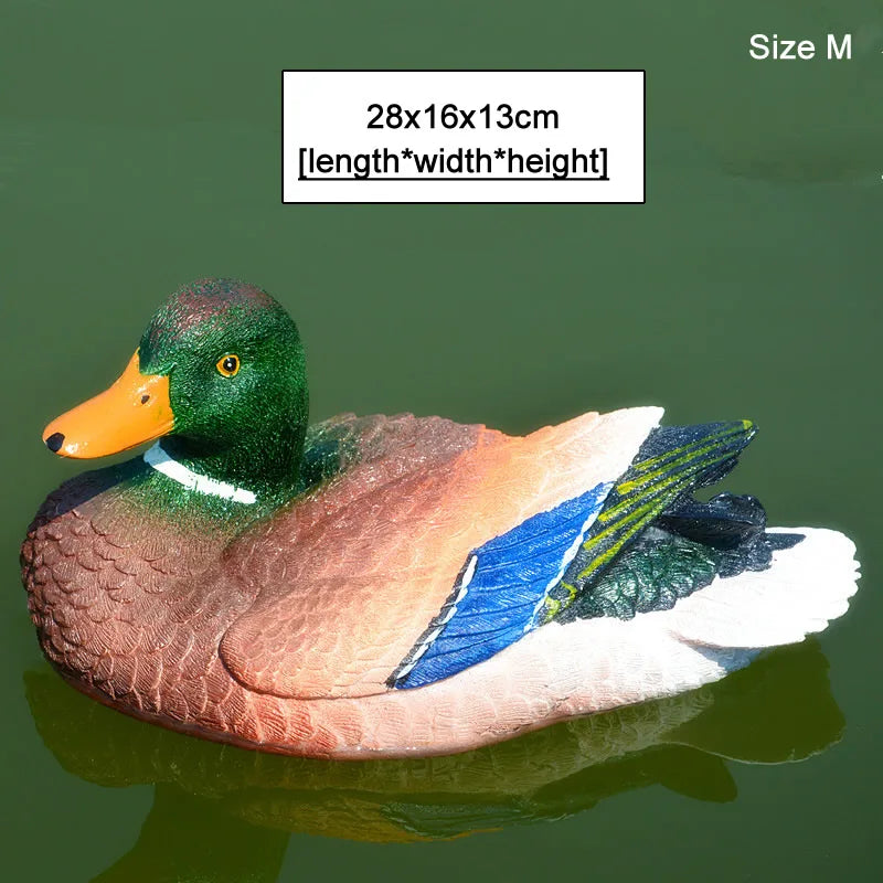 Cute Resin Floating Duck Statue Outdoor Garden Pond Fish Tank Decorative Swimming Wild Duck Sculpture for Garden Decor Ornament