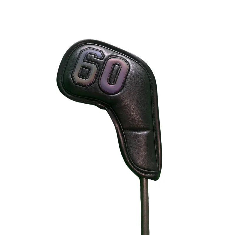 Golf Iron Club Head Cover Headcovers for Sand Wedges Big Number Long Neck Black/White Pu Leather 48 50 52 54 56 58 60 Degree