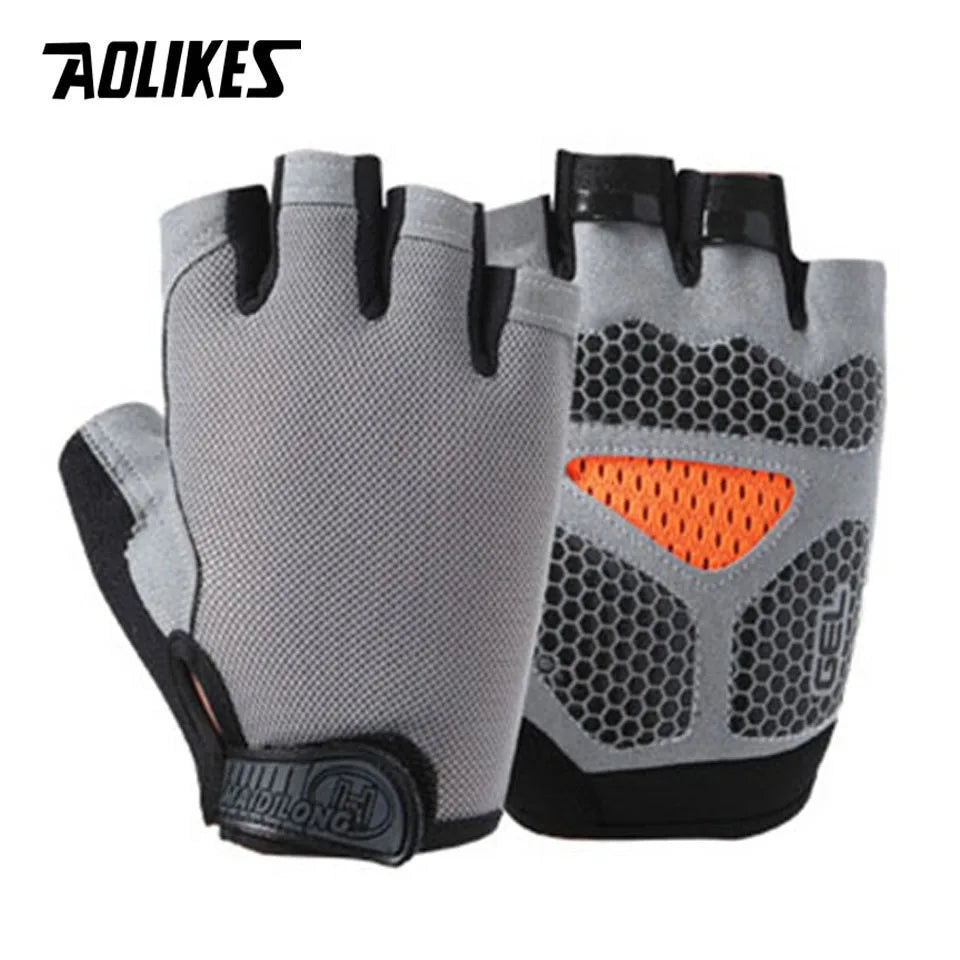 AOLIKES Cycling Gloves MTB Road Riding Gloves Anti-Slip Camping Hiking Gloves Gym Fitness Sports Bike Bicycle Glove Half Finger