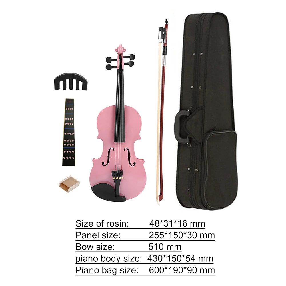1/8 Splint Bright Acoustic Violin Fiddle With Rosin Box Case Bow Muffler Kits Beginner Matte Violin Musical Instruments
