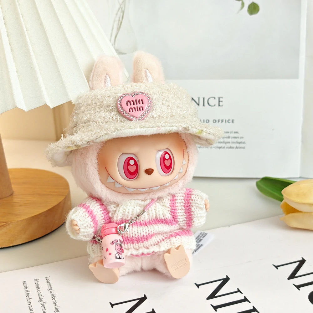 15cm 17cm Labubu Doll Clothes Plush Doll Clothes Sweet Tube Big Mouth Fish Strap Pants Macaron 2nd Generation Cute DIY Kid Gif