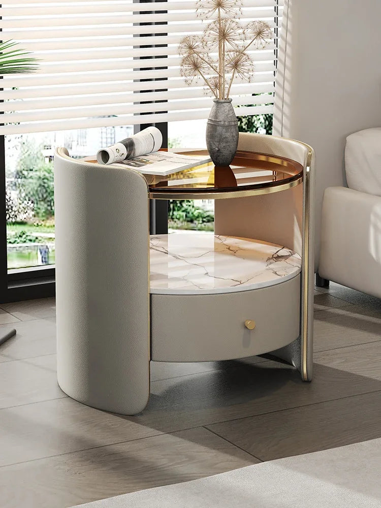 Luxury Nordic Nightstands Aesthetic Unique Storage Round Bedside Tables Bedroom Glass Nachtkastje Bedroom Furniture
