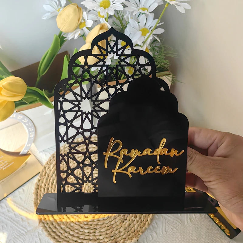 2025 Ramadan Kareem Decoration Acrylic Ornaments Gold Moon Star Eid Mubarak Home Table Decor Islamic Muslim Party Gifts Supplies