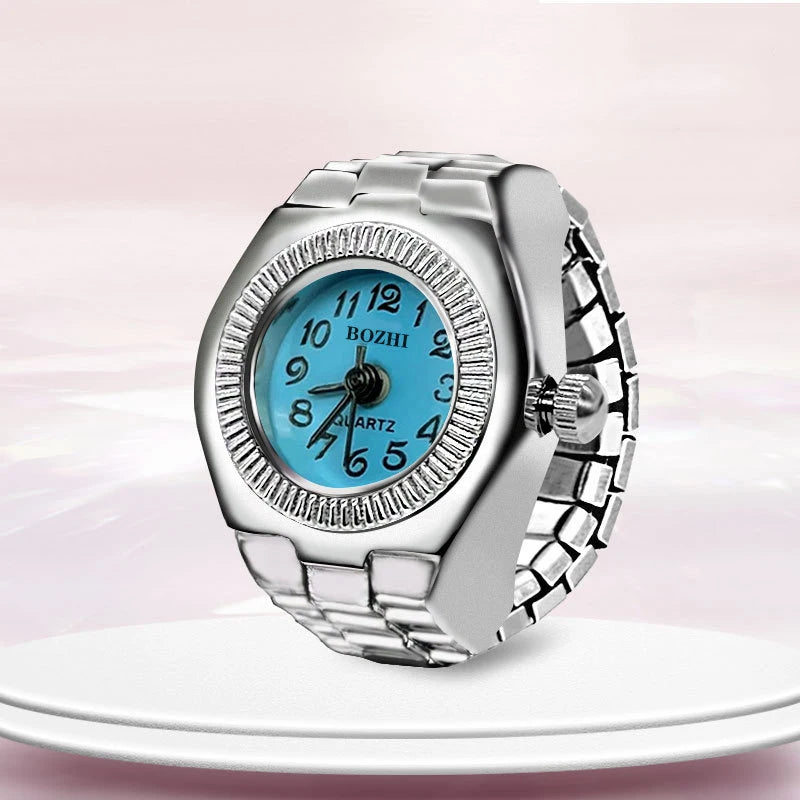 Steel Fun Vintage Punk Quartz Finger Pocket Watch Ring for Women Men Goth Clock Rings Digital Watch Elastic Stretchy Rings Gifts