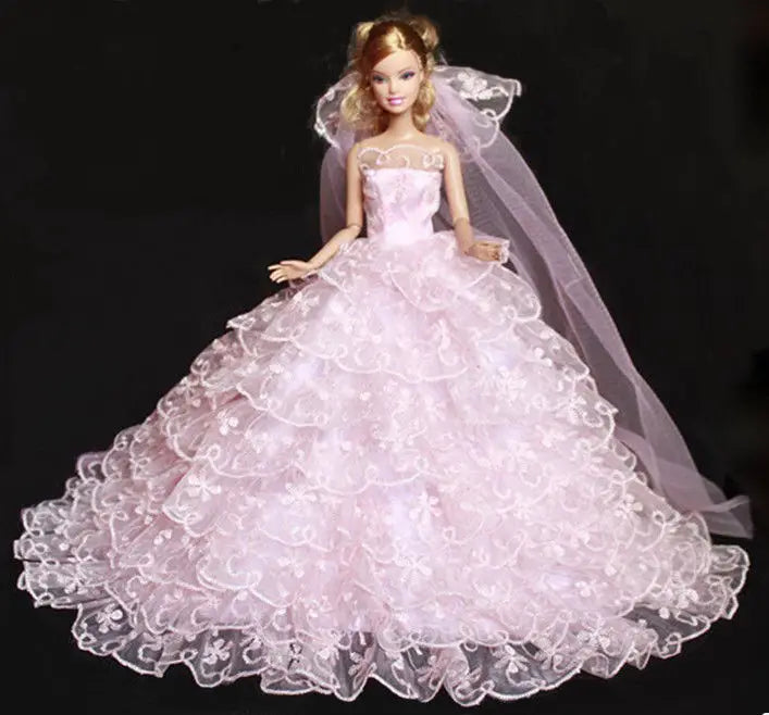 Princess for Barbie Doll Clothes Set Wedding Dress Six Points Dream Wedding Clothes Snow White Free Shipping