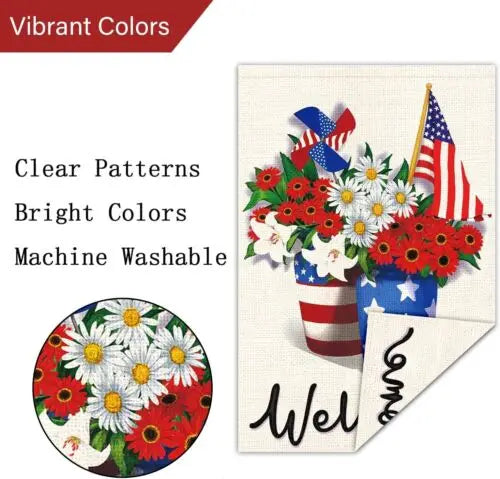 Patriotic Memorial Day USA Garden Flag 12x18 Double Sided Vertical, Small