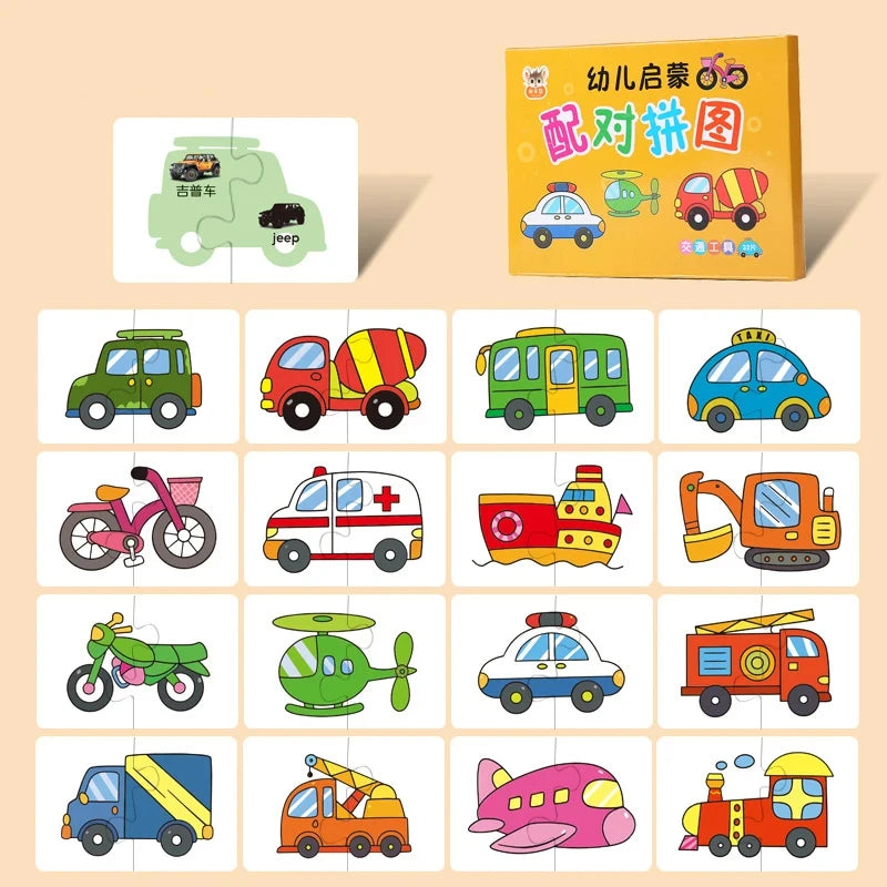 Kids Animal Puzzles for Toddlers 1 2 3 Years Boys Girls Learning Animals Memory Card Matching Game Educational Toys for Children