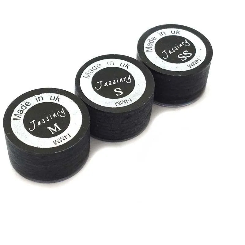 2017 Latest Jassinry 14mm Professional Billiards Pool Cue Tips in SS/S/M/H With 2layers Pad+8layers Pigskin Tips Black Color