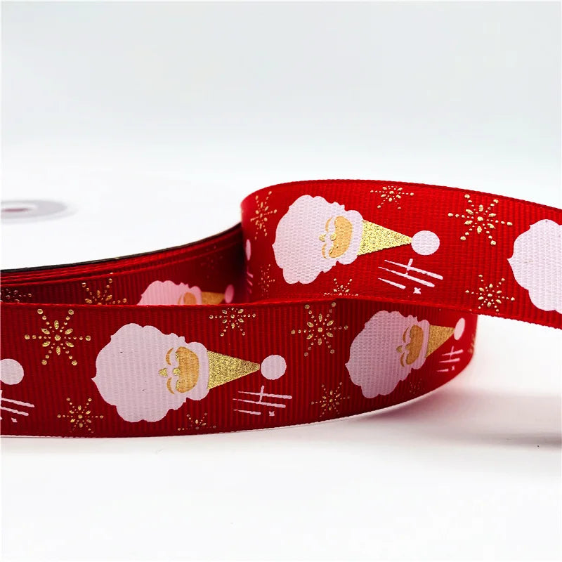 5yards/Lot 25mm Christmas Ribbon Printed Christmas Polyester Ribbon for Handmade Design Christmas Decoration Gift Packing