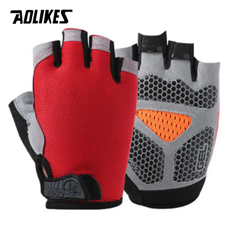 AOLIKES Cycling Gloves MTB Road Riding Gloves Anti-Slip Camping Hiking Gloves Gym Fitness Sports Bike Bicycle Glove Half Finger