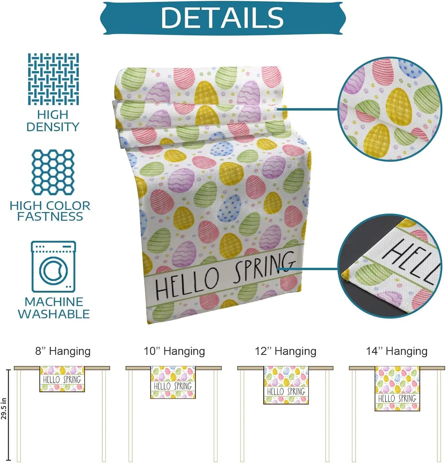 Hello Spring Easter Eggs Linen Table Runners Dresser Scarves Table Decor Farmhouse Dining Table Runners Holiday Party Decoration