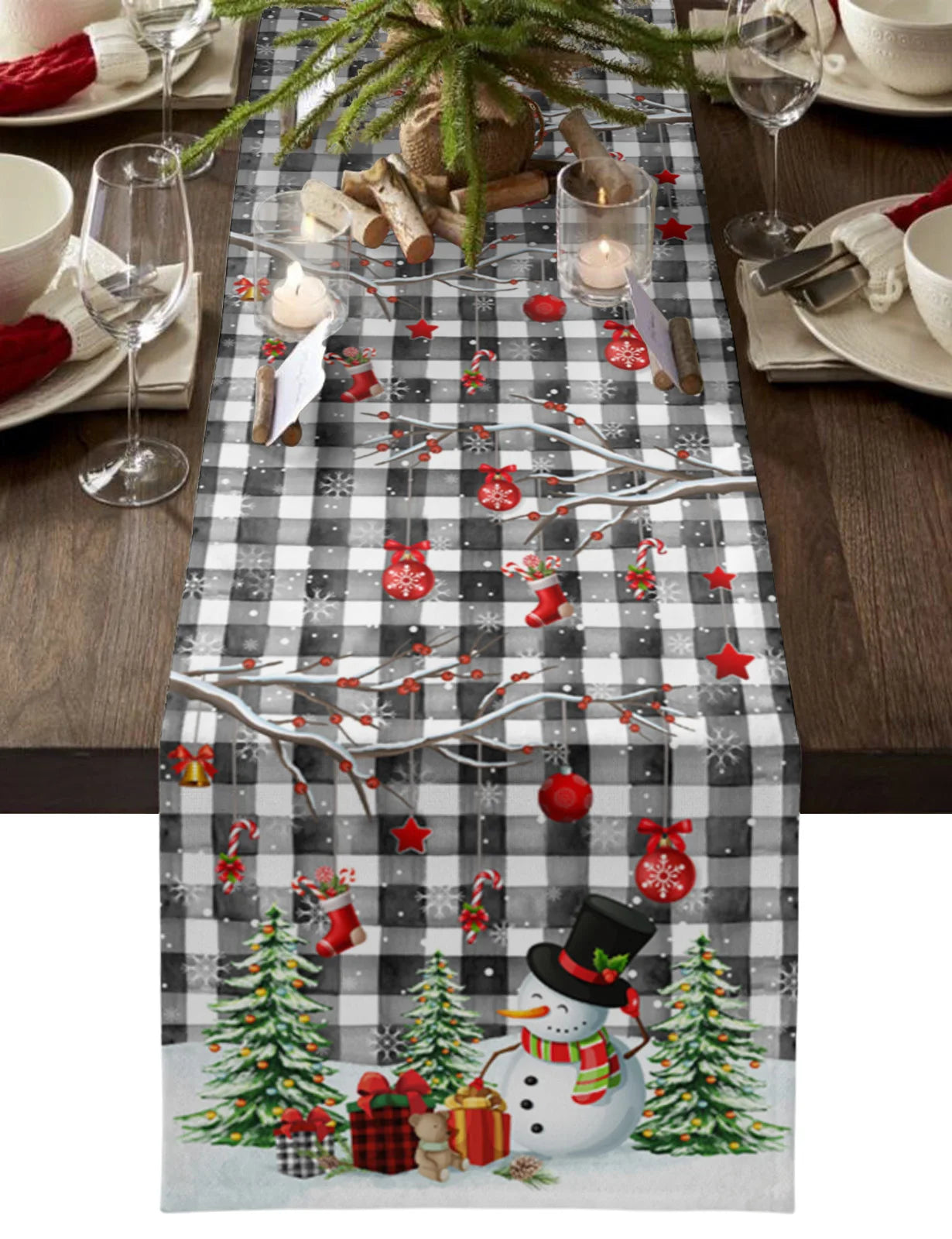 Christmas Christmas Tree Christmas Gnome Wedding Decorations Coffee Table Decor Tablecloth Table Kitchen Decorative Table Runner
