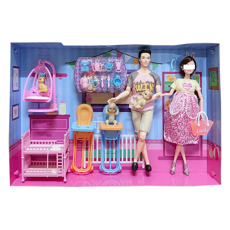 Newest Handmade Doll Accessories Baby Dolls Pregnant Mom Lady Father Dad Ken for Barbie Game Christmas Birthday Present Gift