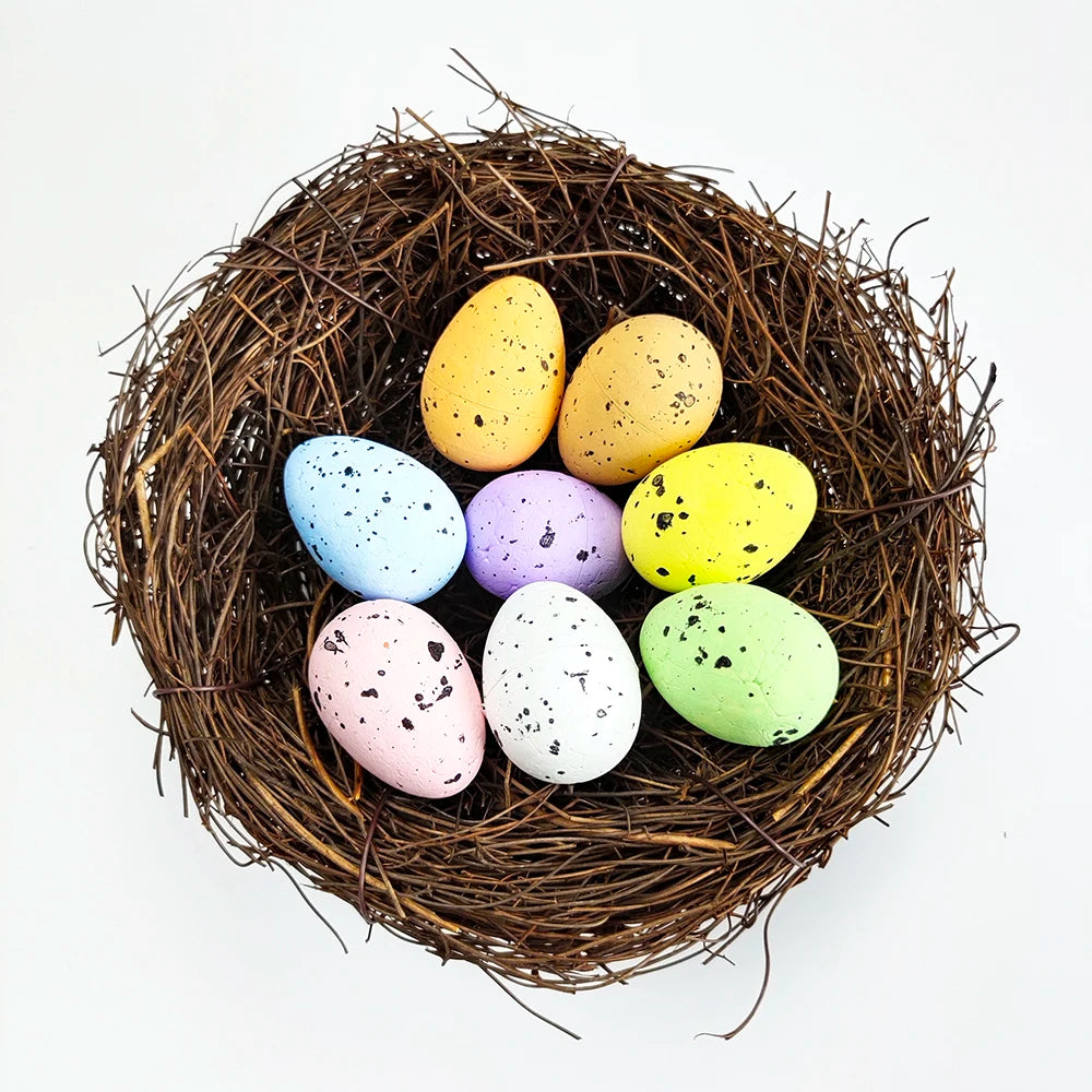 10-15Cm Easter Artificial Bird Nest Easter Eggs Natural Rattan Nest Eggs Storage Easter Decoration 2024 Kids Diy Craft Supplies