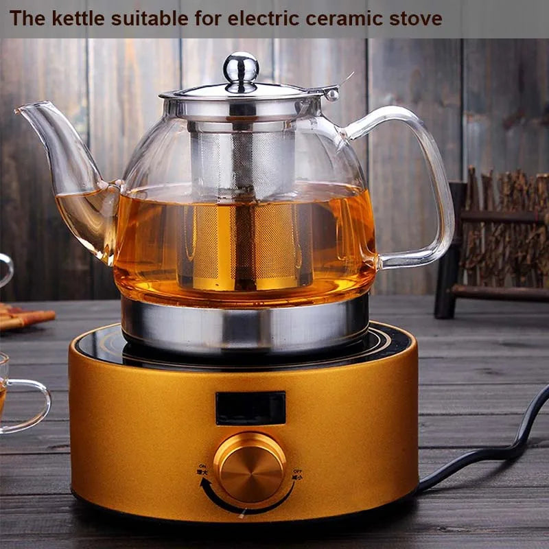 YMEEI 800/1100ml Glass Teapot Gas Stove Induction Cooker Water Kettle Chinese Teapot With Filter Heat Resistant Flower Tea